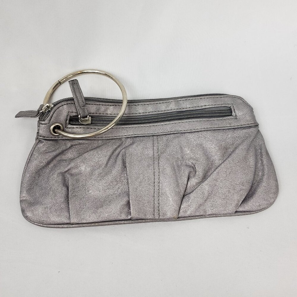 Xhilaration Target Silver/Grey Small Makeup Carry Bag Clutch W/Lrg Metal Ring